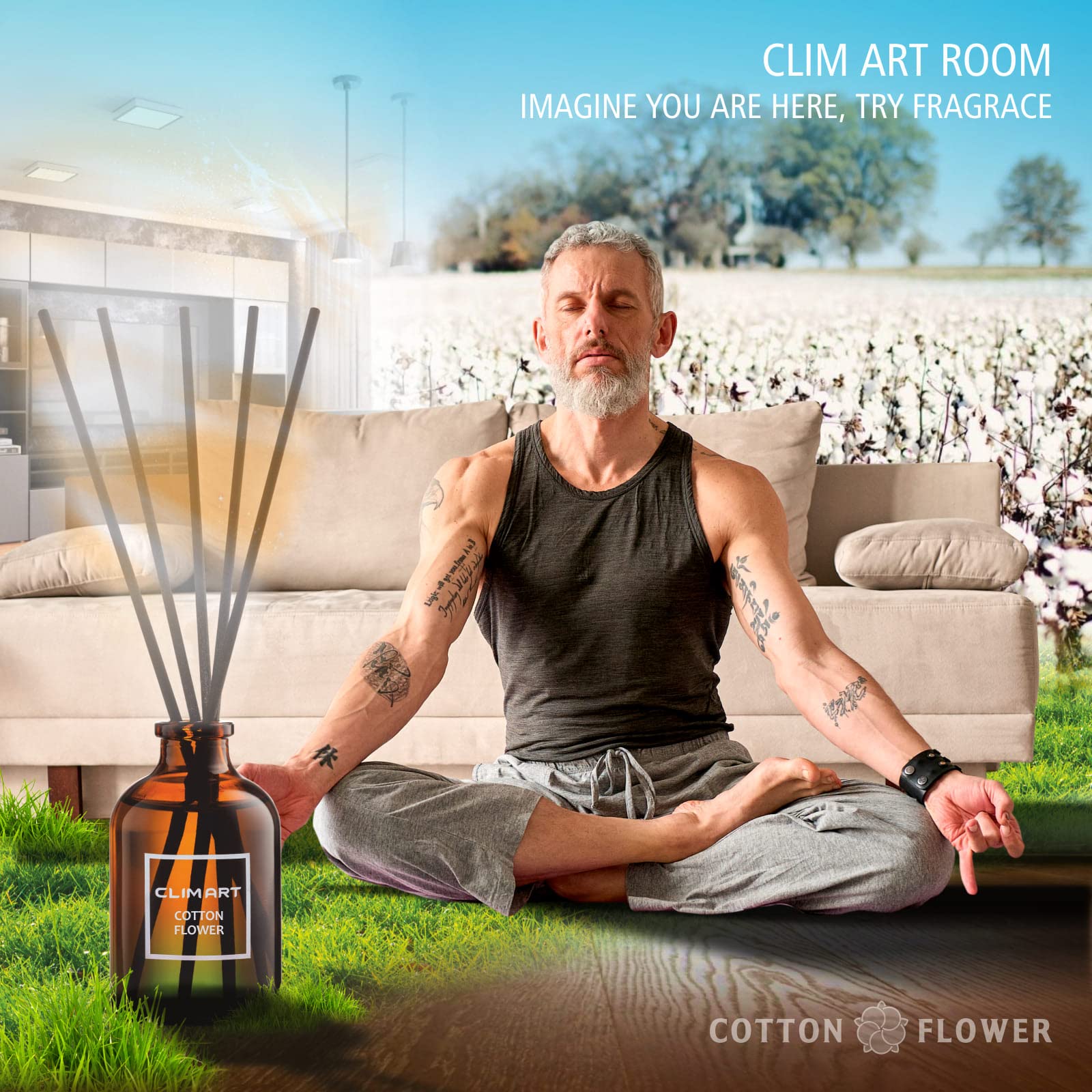 CLIM ART Cotton Flower Reed Diffusers Scented Sticks, 3 Sets, Home, Office Aromatherapy, Light Scents for Living Room, Bathroom,Kitchen,Diffuser Reeds Sticks,Reeds for Diffuser,Reeds Diffuser-RD0002