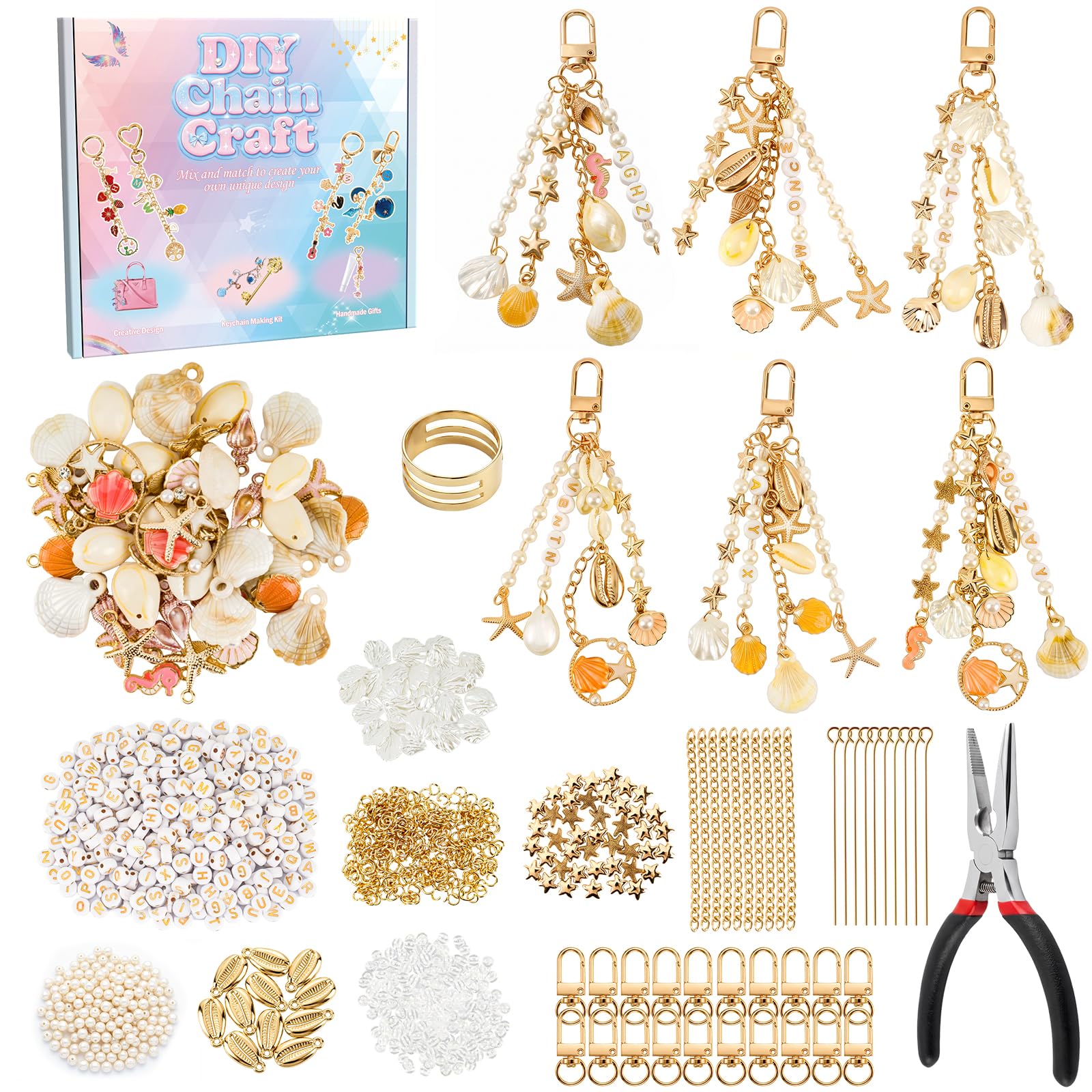 Ocean Keychain Making Kit - 847 Pcs DIY Charm Kit -1