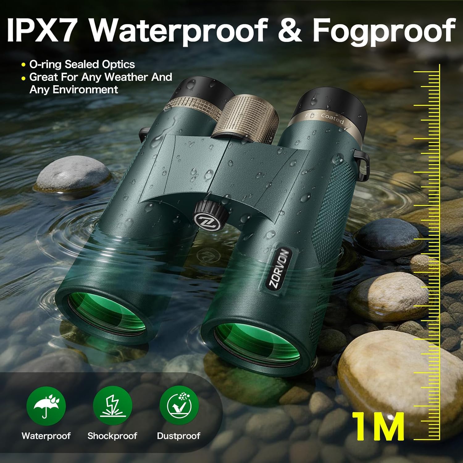 10x42 HD Binoculars for Adults, High Powered Binoculars with BAK4 Prism and Low Light Vision, Waterproof Binoculars with Large Eyepiece for Bird Watching, Hunting, Wildlife Viewing, Hiking, Travel