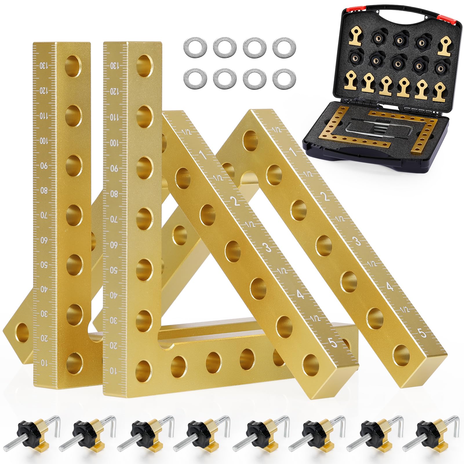 Geevorks Abrazadera de Ángulo de 90 Grados,Cuadrados de Posicionamiento 90 Grados,Abrazadera de Esquina Tipo L,Para Carpintería, Bricolaje, Manualidades(140 mm/5,5 ")