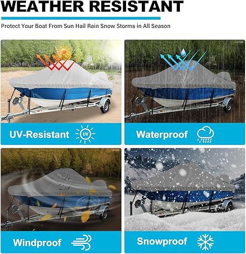 Miniatura 6 de Cubierta impermeable para consola central de barco de 17 a 19 pies, lona de poliéster de grado marino 900D resistente de 17 pies 18 pies 19 pies,