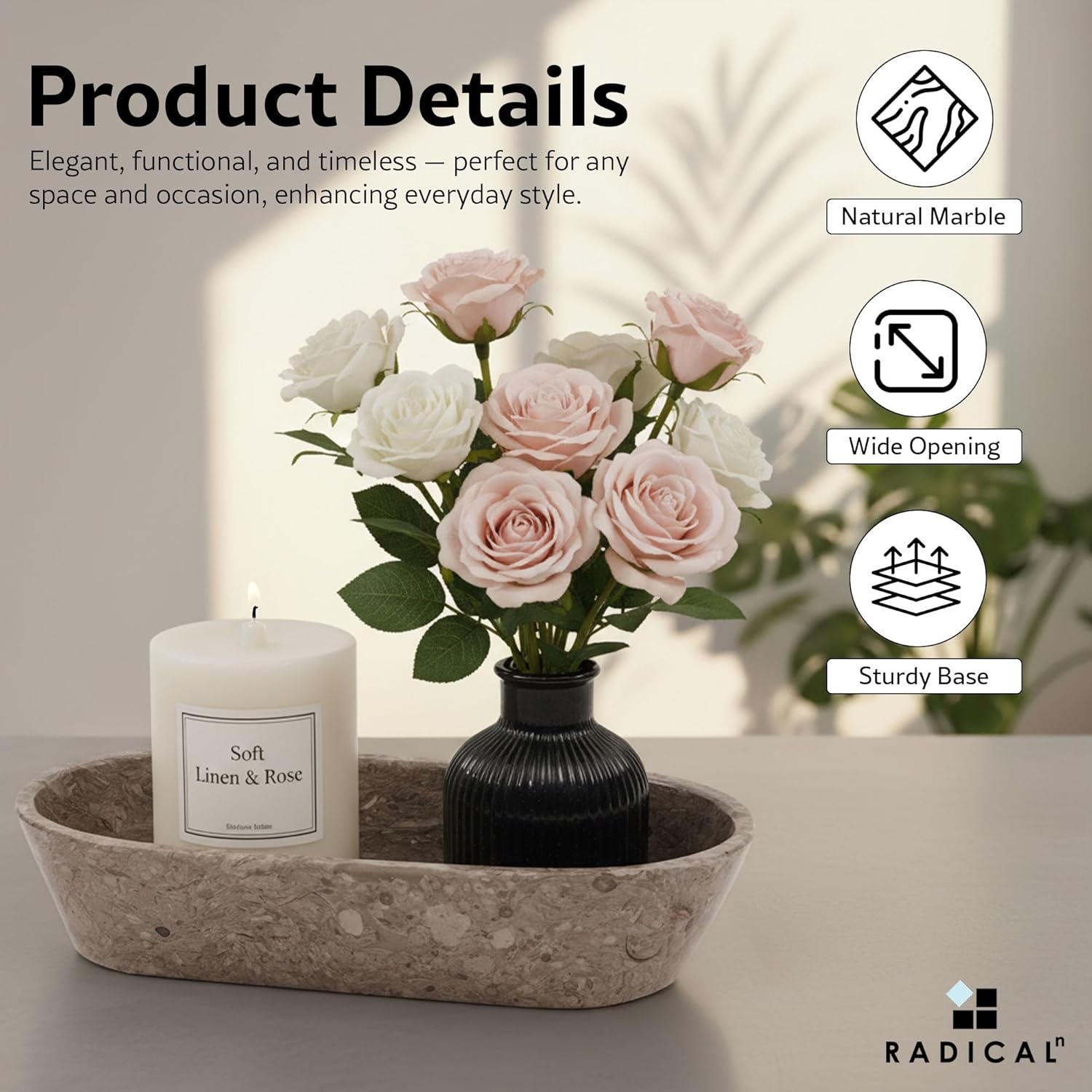 Radicaln Marble Dough Bowl 10" Inches Oceanic Handmade Key Bowl For Dining Table Décor, Ideal Decorative Bowl, Entryway Décor & Farmhouse Décor - Image 5