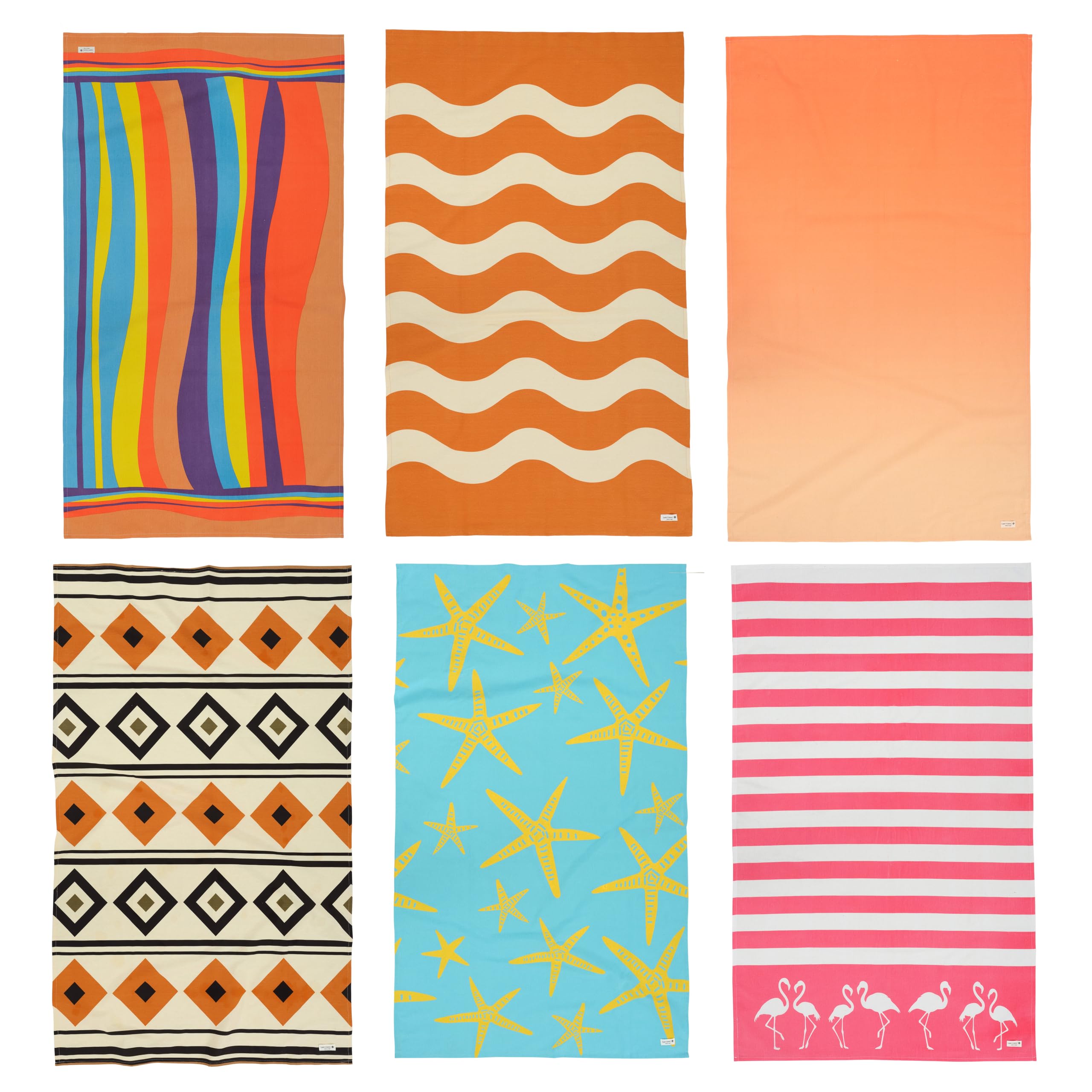 LANE LINEN Pool Towels, Turkish Beach Towels Oversized Set of 6, Pre-Washed, No Shrink, Quick Dry Travel Towel, Beach Towel for Women, Absorbent & Sand Free Towel, 39"x71" - Sunset Tropics