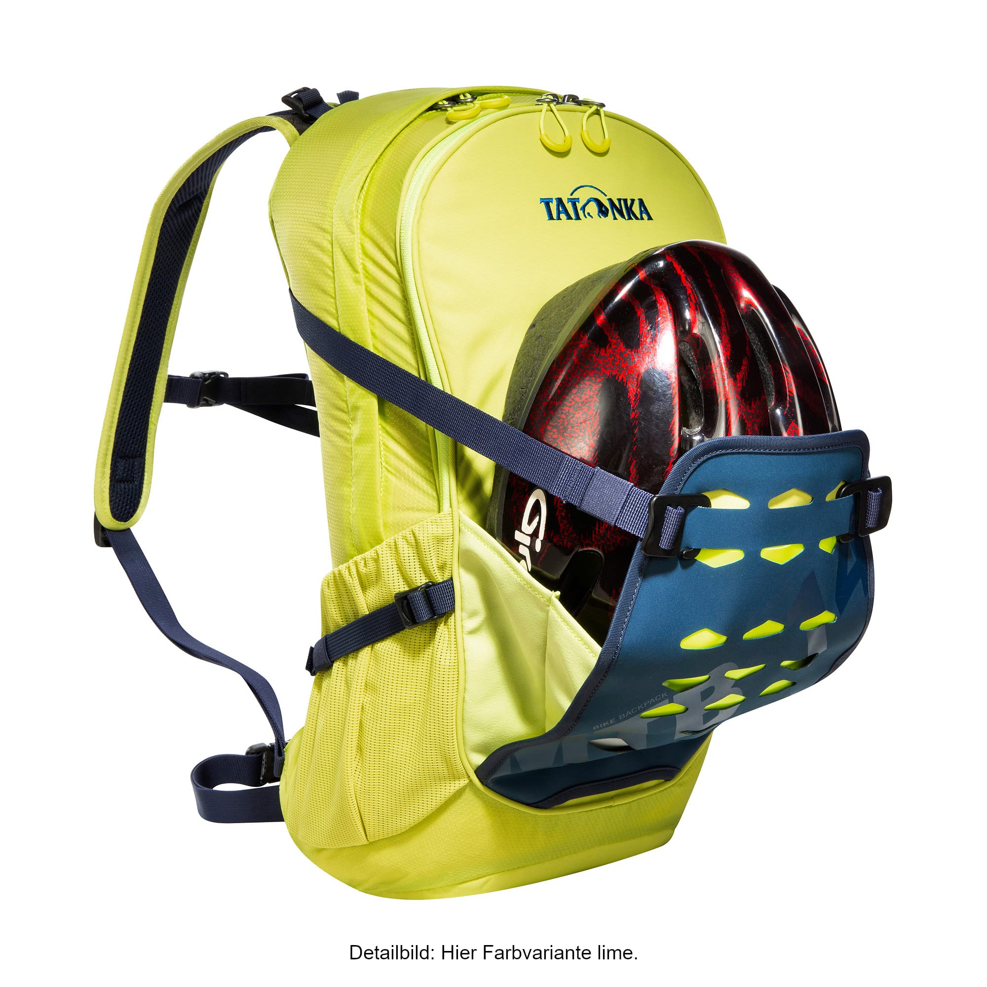 Tatonka Fahrradrucksack Bike Backpack MTB 14l - Kleiner und leichter Rucksack mit Rückenbelüftung, Regenschutz und Helmfach - 14 Liter Volumen