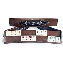 Handmade Elliptic Massive Wood Mosaic Inlaid Natural Black Veneer Plain Rummi Set - Rummy Set - Okey Game Set - Tile Rummy