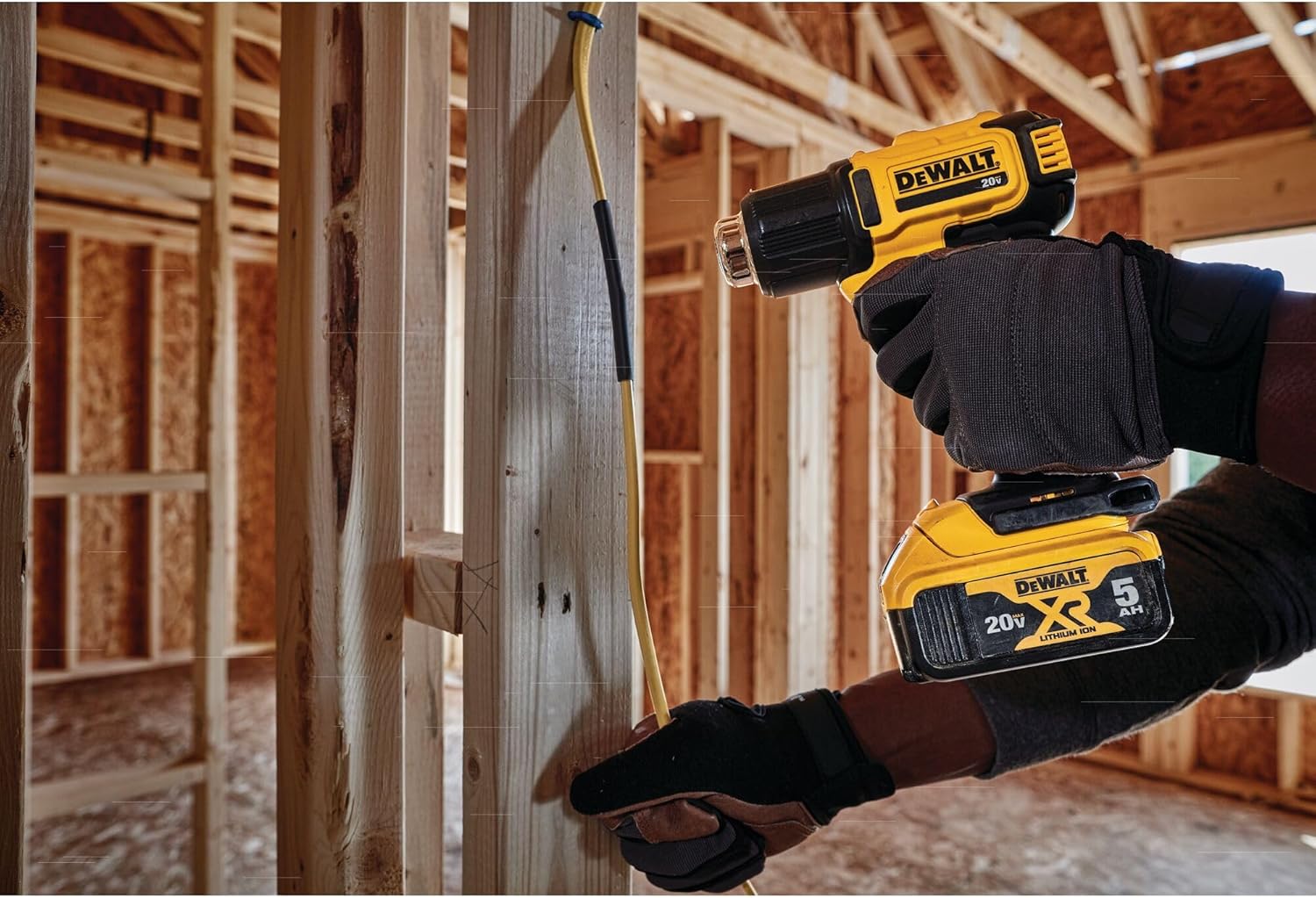 DEWALT 20V MAX Heat Gun, Cordless, Up to 990 Degrees, 42 Minutes of Run Time, LED Light, Heatgun with Flat and Hook Nozzle Attachments,Tool Only (DCE530B) - Image 9