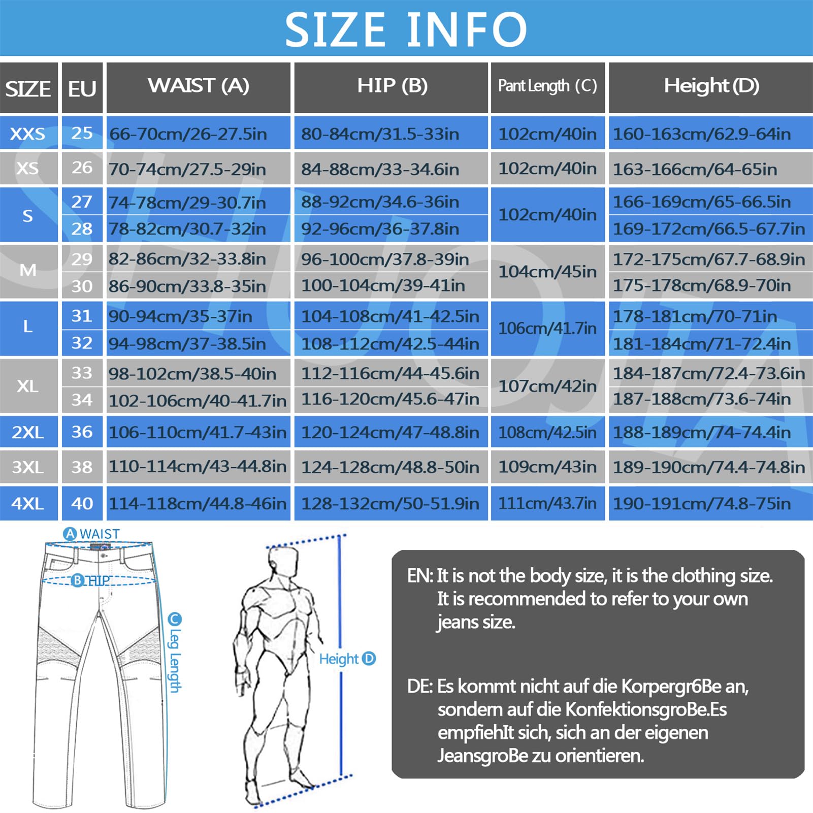 Pantaloni da Moto da Uomo, Jeans protettivi da Moto da Uomo Traspiranti Pantaloni da Corsa Elasticizzati da Motocross da Equitazione corazzati con 4 Armature Rimovibili (Blue,XL)