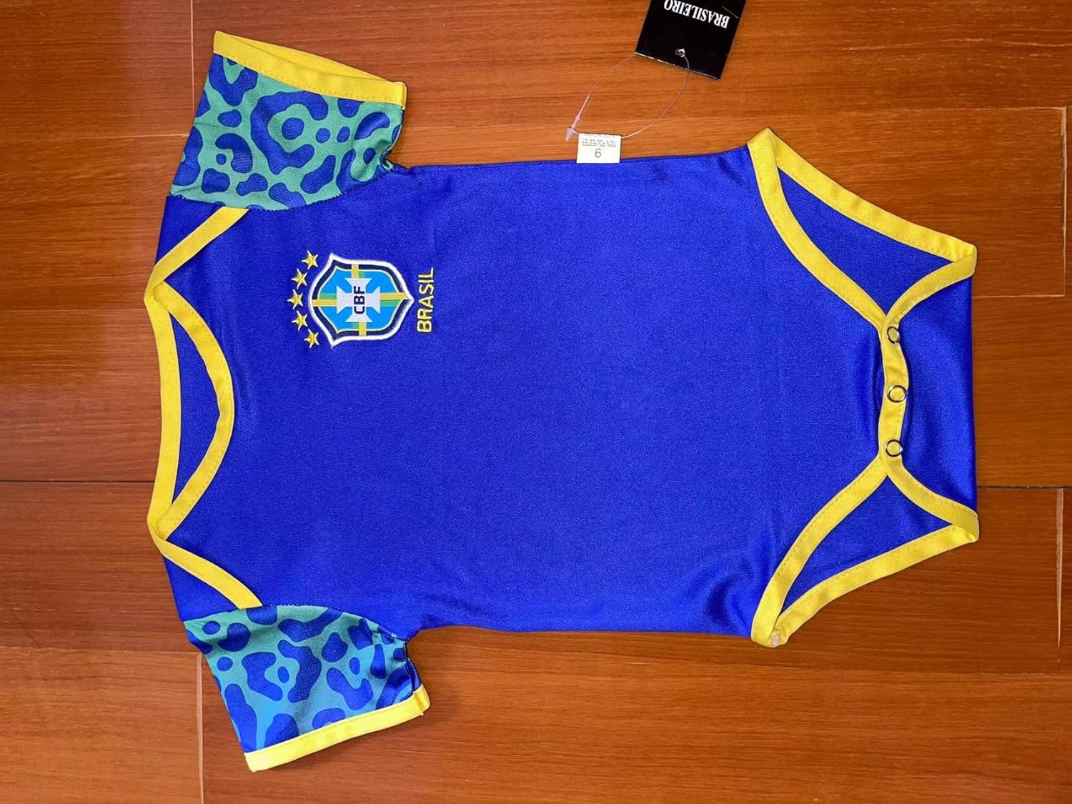 Miniatura 2 de 2022 Away Brasil Brasil - Body de fútbol americano de equipo nacional para bebé kit de jersey para niños y niñas Azul Patchwork 6-12 meses