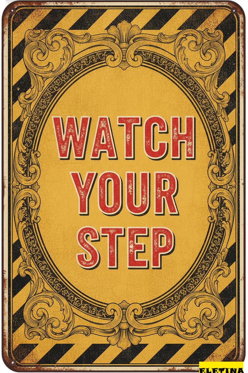 Watch Your Step Self Adhesive Waterproof Vinyl Caution Floor Decal Business Workplace Public Areas Safety Sign