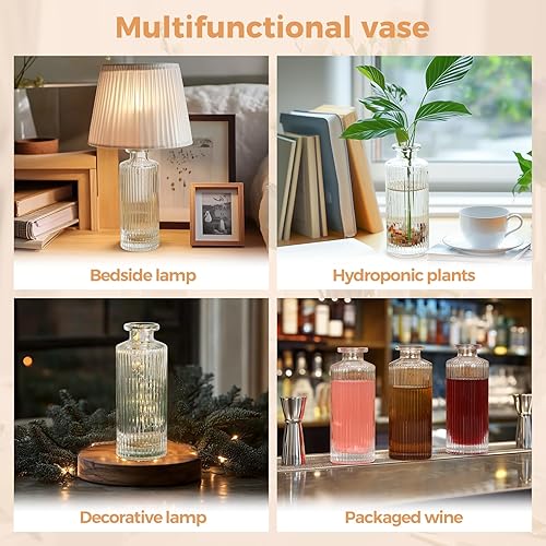 Miniatura 6 de ComSaf Jarrones pequeños para flores, mini jarrones de cristal transparente a granel, mini jarrón de flores de 5.2 pulgadas de alto, jarrones para