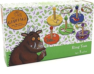 Robert Frederick Gruffalo Wooden Ring Toss Game | Outdoor Toy for Kids & Family | Hand-Eye Coordination | 5 Rope Tossing Rings & Quoits