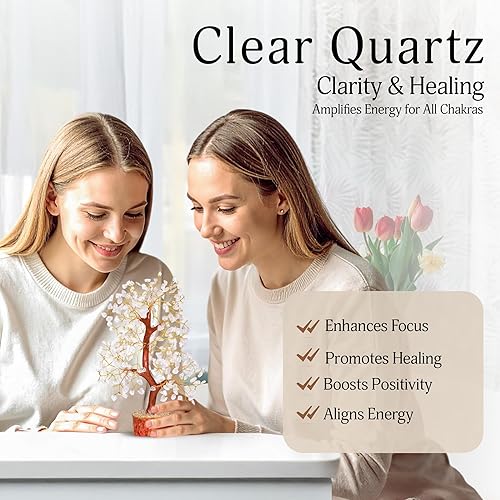 Miniatura 5 de YATSKIA Árbol de cristal de cuarzo transparente para decoración del hogar, árbol de piedras preciosas hecho a mano para energía positiva, regalos de