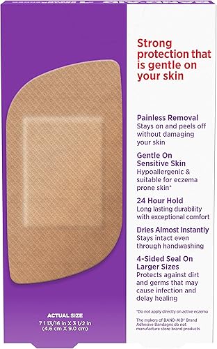 Miniatura 8 de Band-Aid Vendajes adhesivos para pieles sensibles, hipoalergénicos, extragrandes, 7 unidades