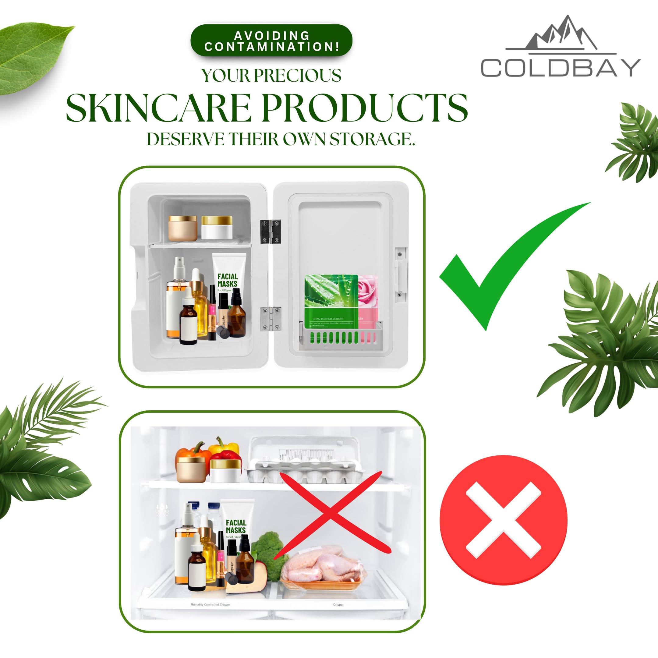 Coldbay Skincare Fridge With Mirror Door, LED Light, Cool And Warm Makeup Vanity Refrigerator For Cosmetic, Drinks, Compact Design For Bedroom Bathroom, Dorm, Ac Cord, Dc Adapter For Car on Fridge.com - View 5