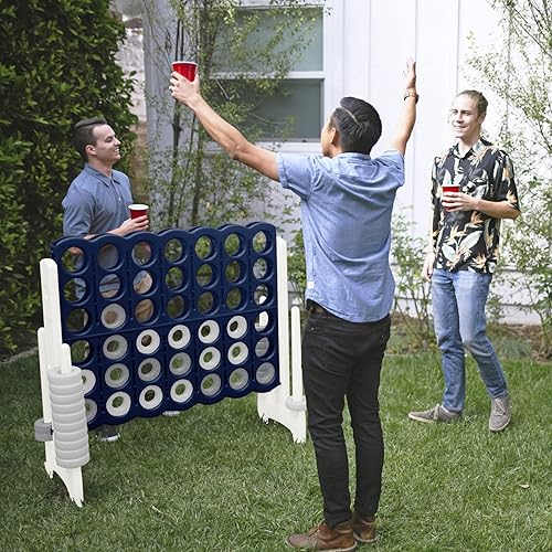 Miniatura 28 de ECR4Kids ELR-12507 - Juego Jumbo de 4 en fila, juego de patio trasero para niños, para interiores o exteriores, divertido juego para adultos