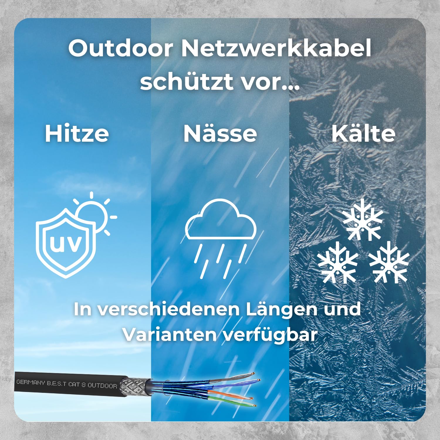 Germany B.e.s.t 50M CAT 8 Cavo di rete per esterni in rame LAN Cavo Ethernet S/FTP 40 Gbit/s Kat 8 rame puro Cavo dati PoE++ LSZH Cavo dati Simplex