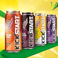 Vista 3 de Mountain Dew Kickstart - Bebida energética naranja cítrico 16 onzas líquidas