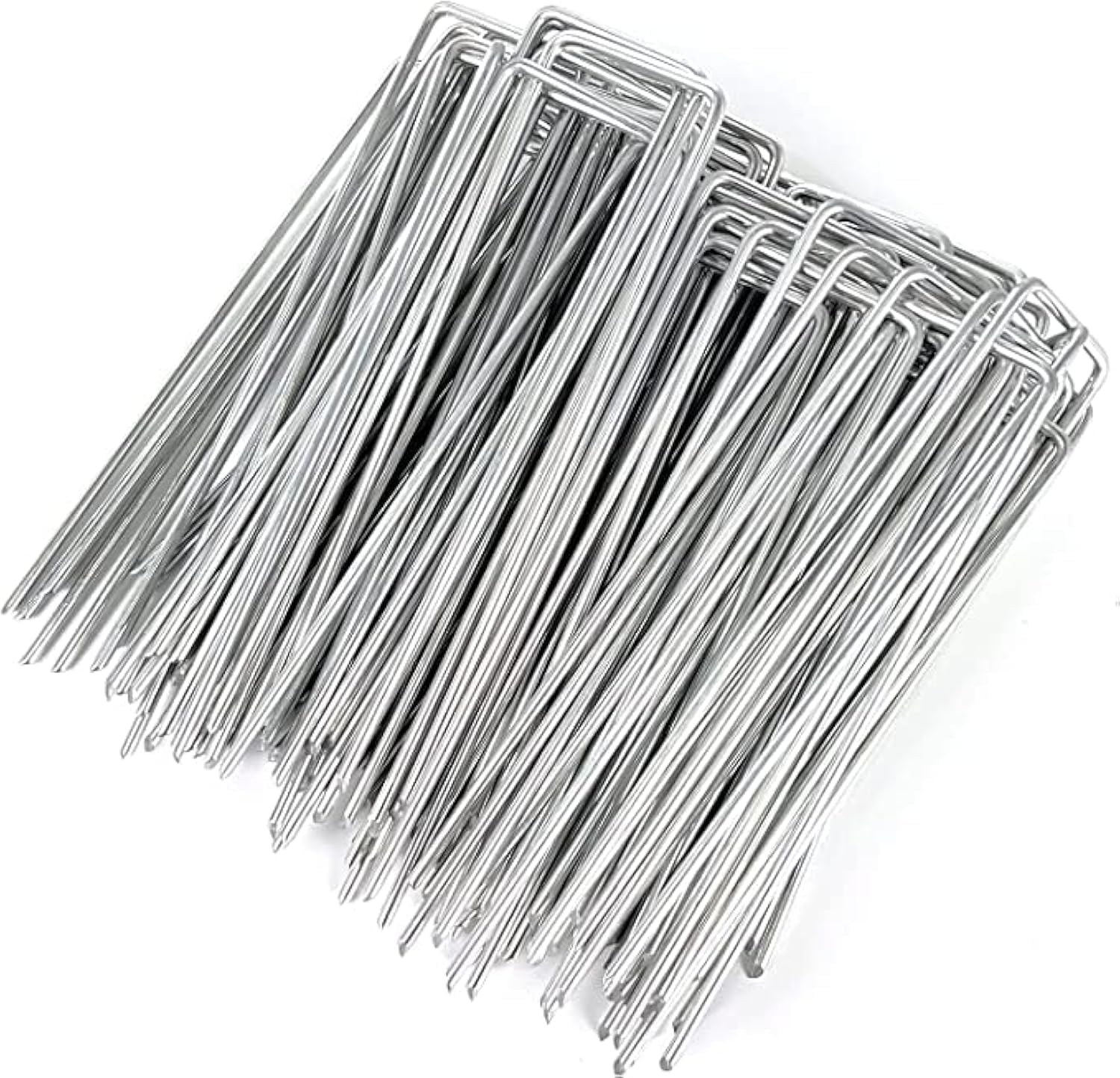 Landscape Staples, 100 Packs 6 Inches Heavy Duty 11 Gauge Galvanized Steel Garden Stakes Staples Securing Pegs for Securing Weed Fabric Landscape Fabric Netting Ground Sheets and Fleece