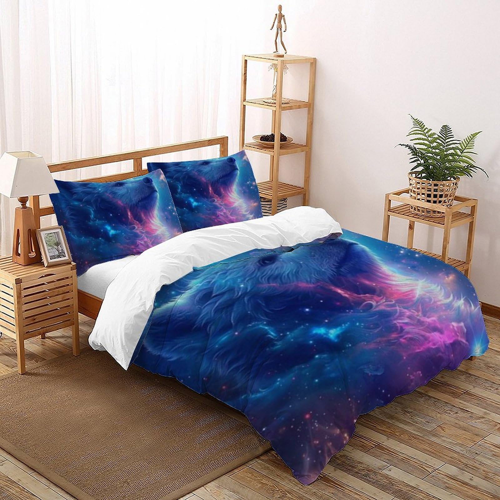 Housse de couette ours polaire infroissable en microfibre 220x240 cm anti-acariens