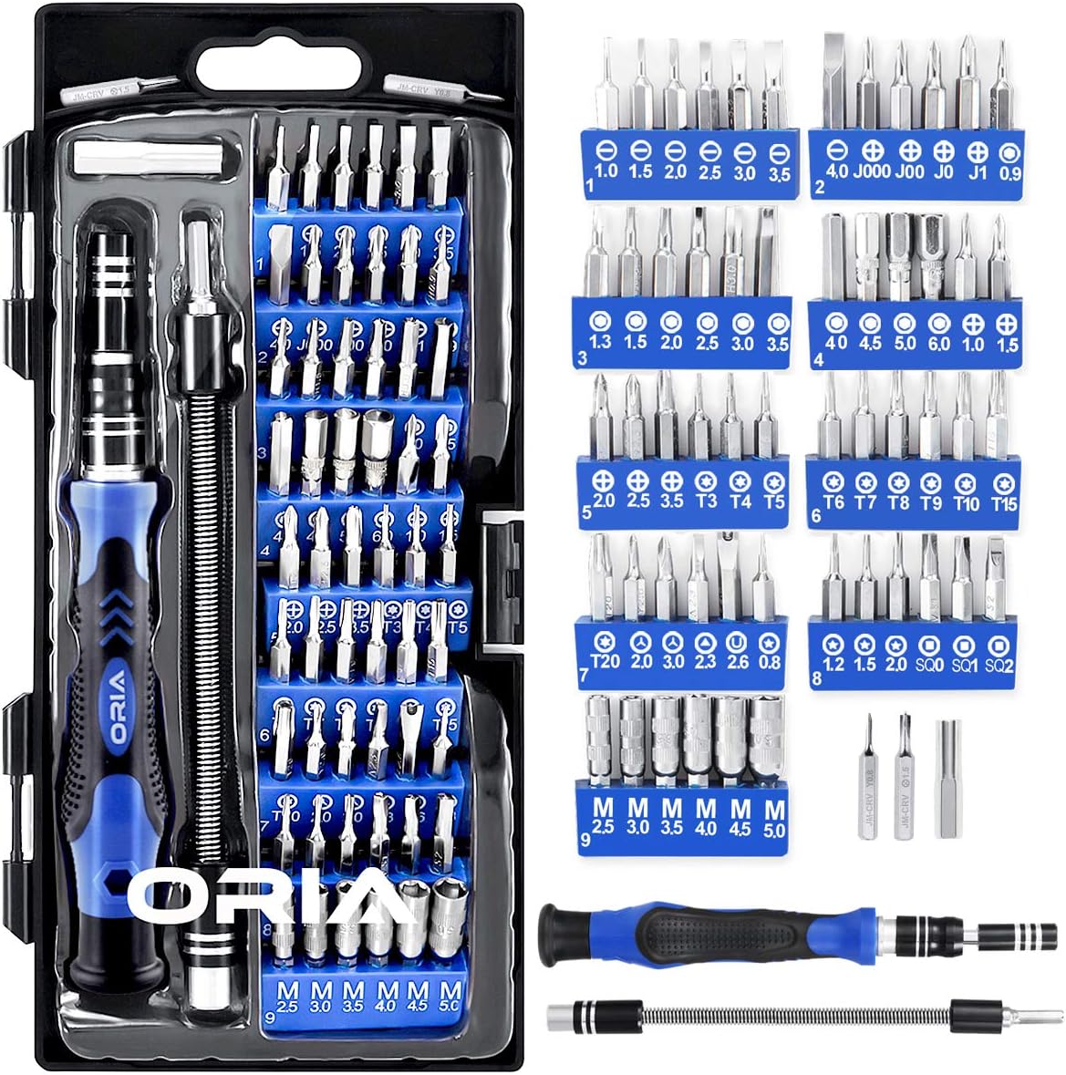 ORIA Precision Screwdriver Set 60 in 1 with 56 Bits Best Torx Mini Screwdriver Set with Case Flexible Shaft Extension Rod Repair Tool Kit For Electronics IPhone Computer Watch Jewelers Table Green - - 