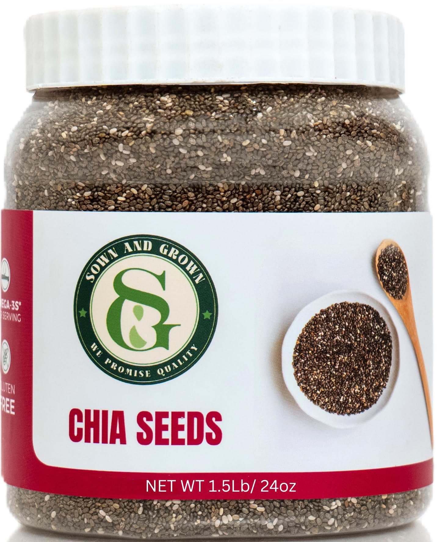 Amazon.com : Sown-and-Grown Raw Chia Seeds- 1.5 lb | Chia Seed