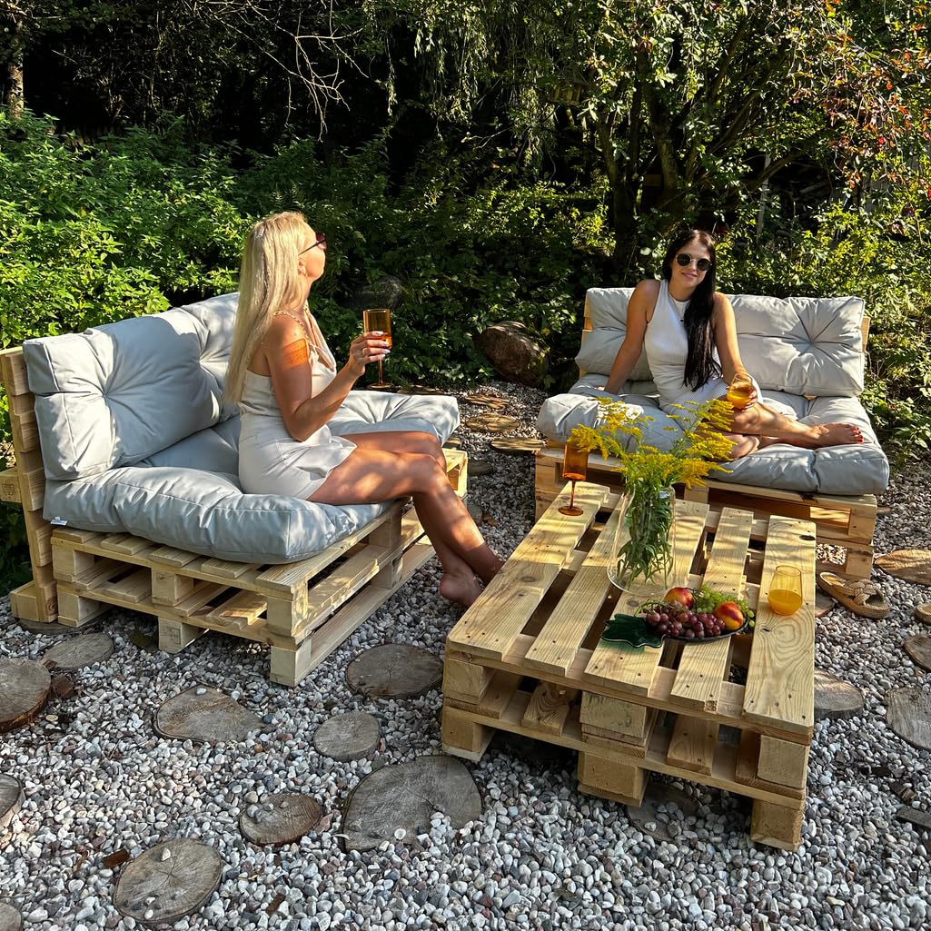 Gutekissen® Pallet Cushion, Pallet Cushion, Weatherproof Cushion for Garden Sofa, in Various Colours and Sizes (Cushion Set 120 x 80 + Back 120 x 40), Grey and Waterproof - 2