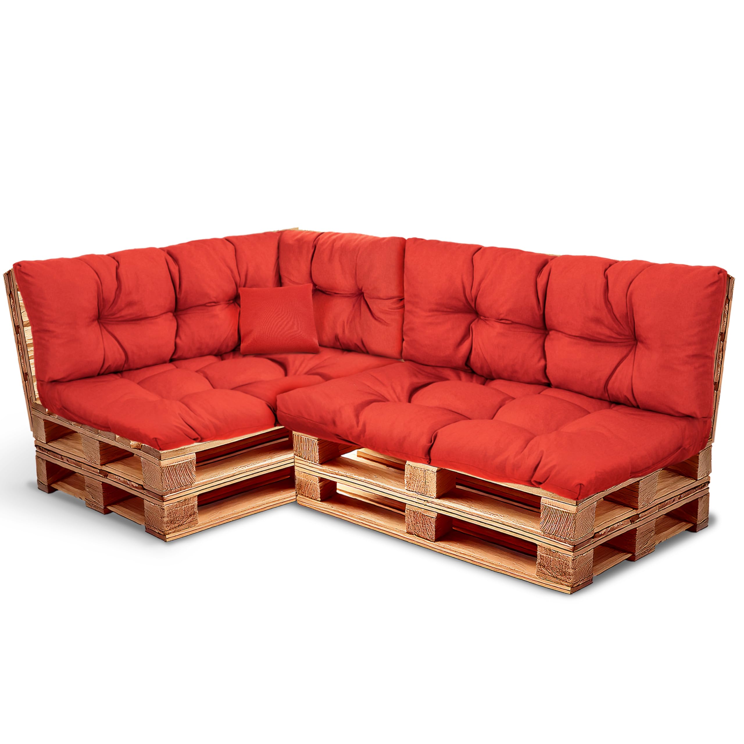 Best Wool Pallet Cushion Set – Seat Cushion for Euro Pallets – Pallet Cushion, Filled with Granulated Poulirette Foam – Incl. 2x Seat Cushions 120x80 + Backrest 120x40 as well as 60x40 & 40x40