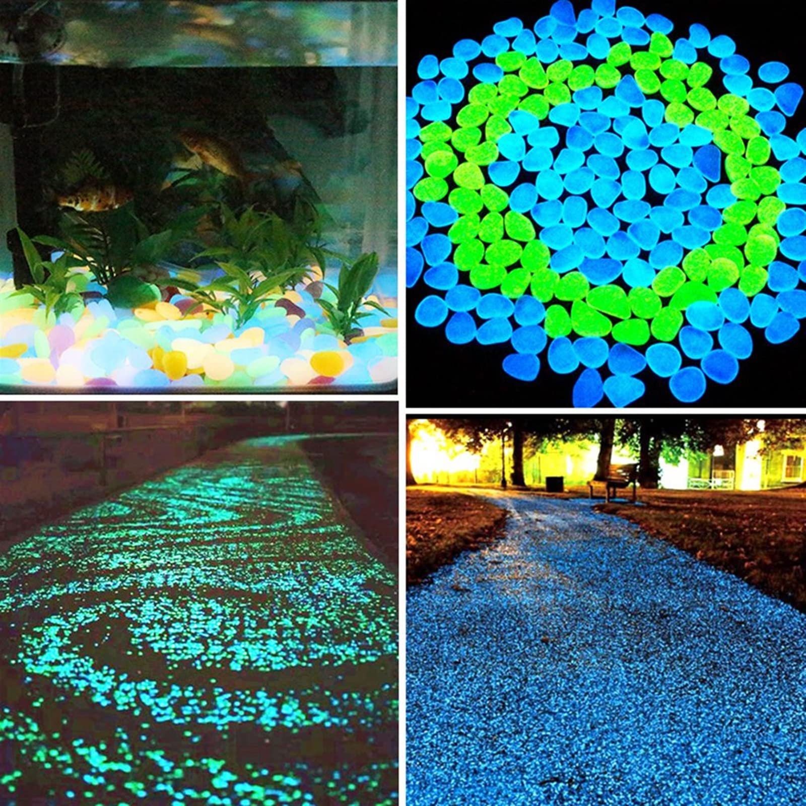 Piedras de jardín, guijarros Brillantes, 100 Rocas Brillantes, paisajismo, for Pasarela, Patio Trasero, pecera de Acuario(Size:Mixed Colors)