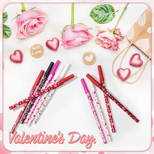 Miniatura 7 de 96 bolígrafos de San Valentín a granel para el día de San Valentín, bolígrafos de corazón con forma de corazón rojo y rosa con forma de corazón