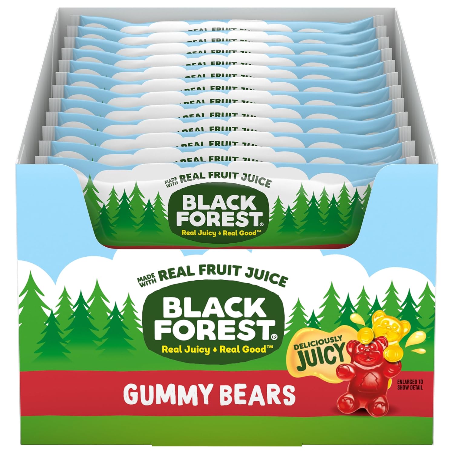 Black Forest Gummy Bears Candy, Made With Real Fruit Juice, 3 Ounce Pouches (Pack of 12)