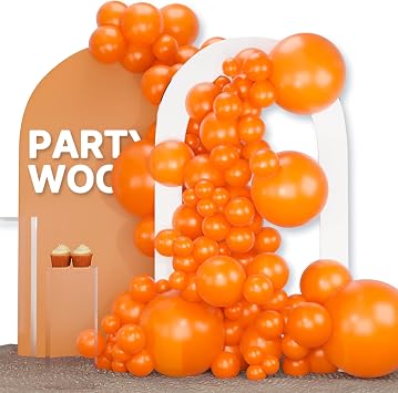 PartyWoo Orange Balloons 120pcs Fall Latex Helium Balloons Different Sizes