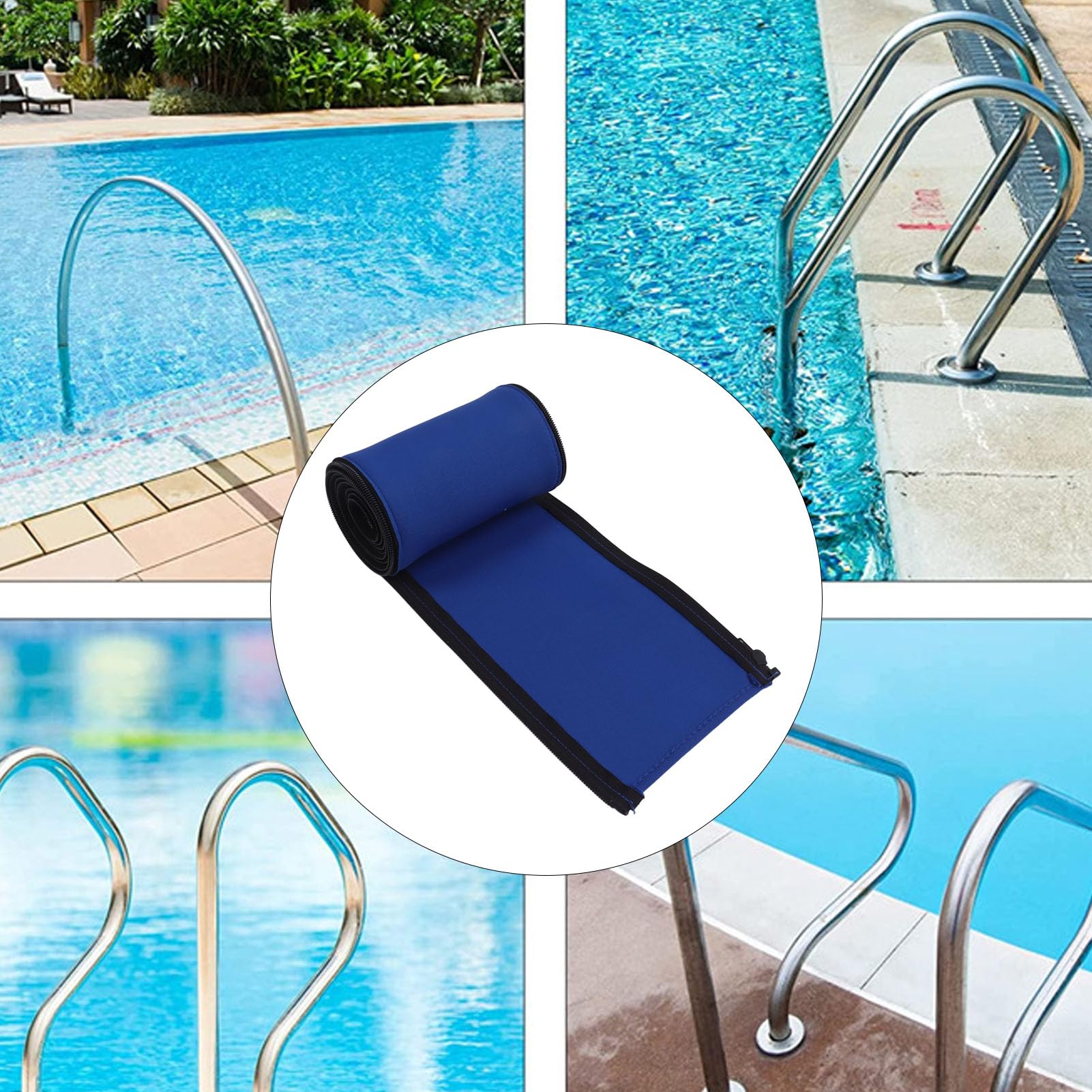 Verstellbare, Rutschfeste Pool-Handlaufabdeckung mit Reißverschluss für Leitersicherheit – Neopren-Gummihülle (4ft)
