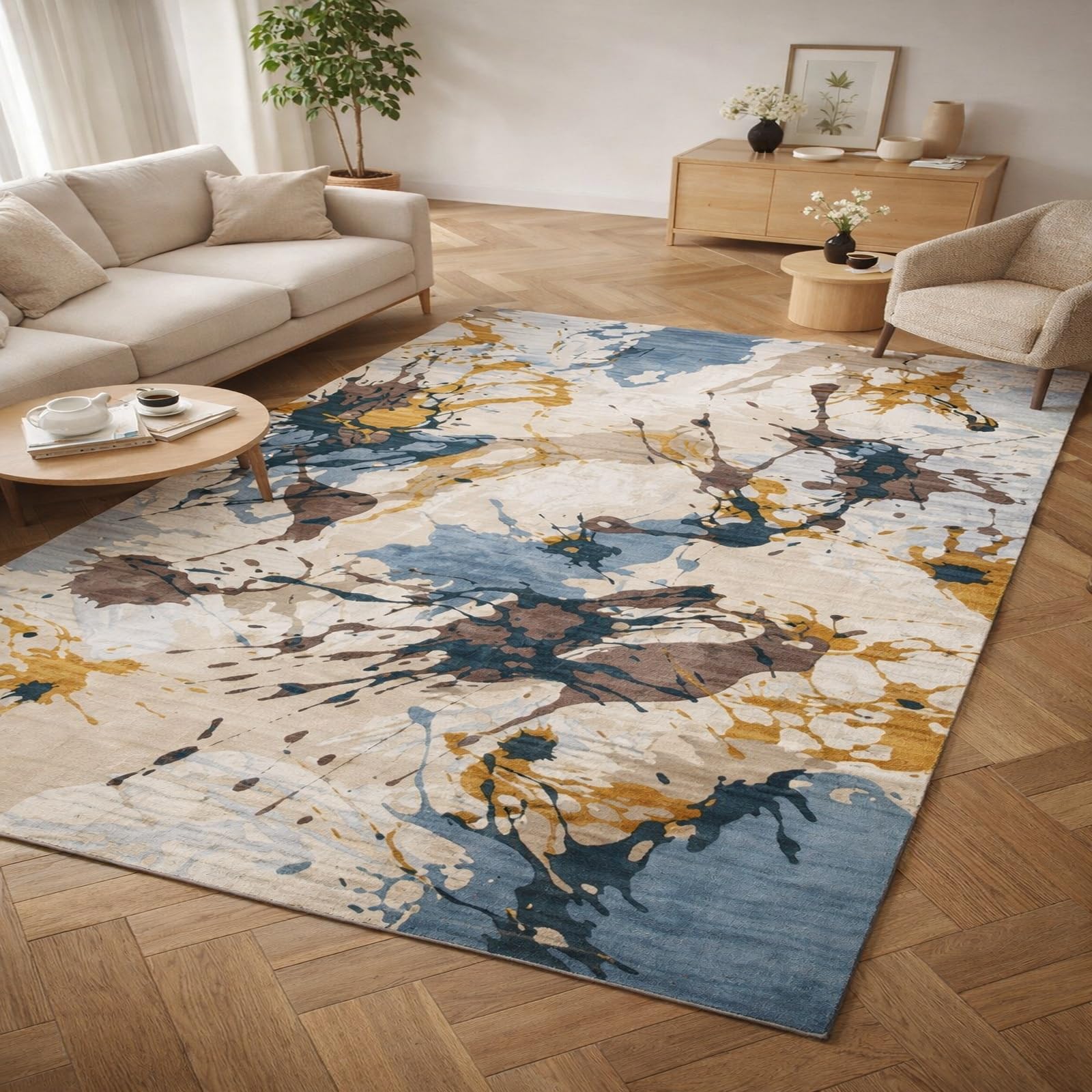 Tapis coiffeuse multicolore abstrait 120x185 cm pour protéger et embellir le sol