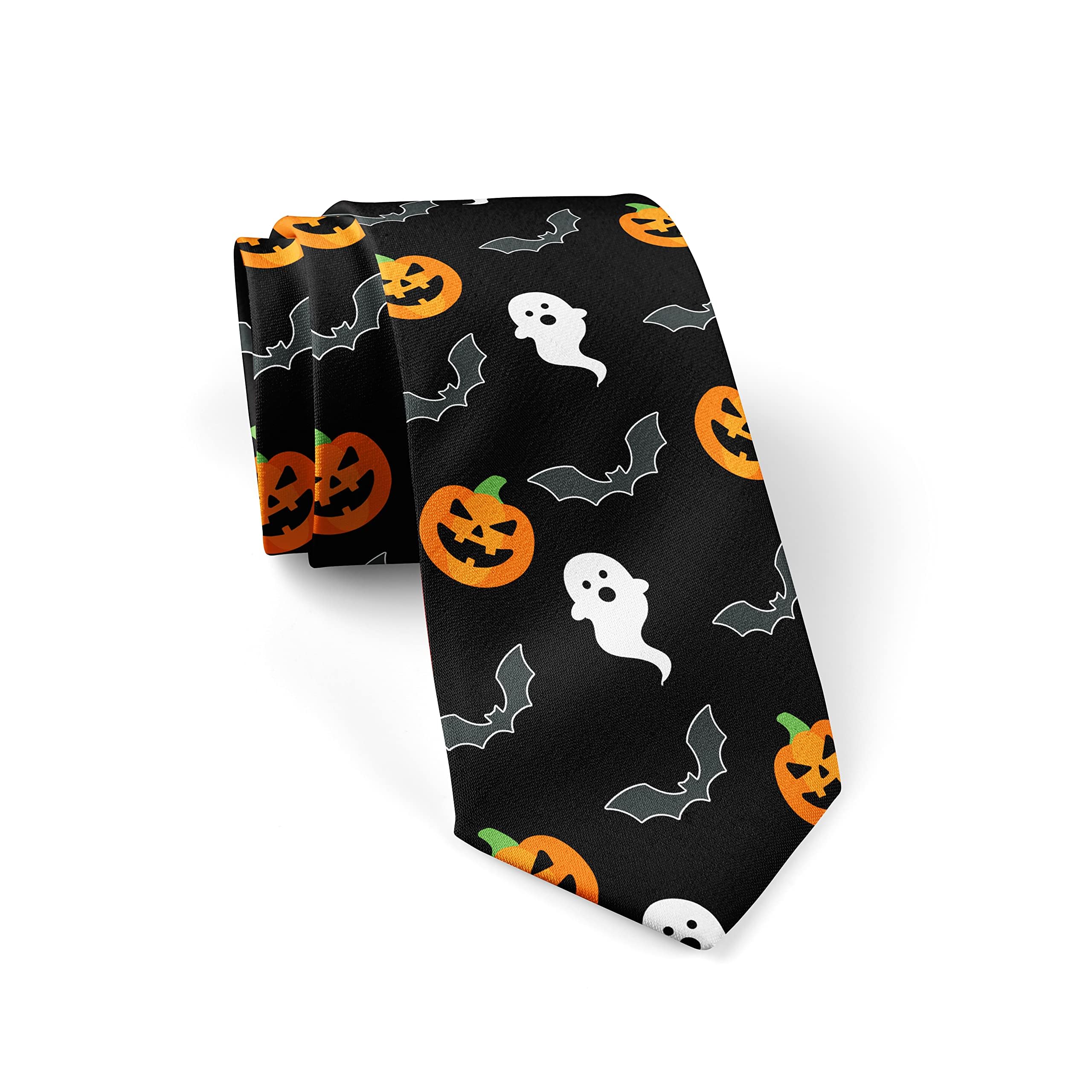 Gaakvrr Men's 1 Halloween Tie For Funny Tie Holiday Season Party Gifts Pumpkins/Bats/Ghost Neckties For Halloween, Holiday Festival Ties For