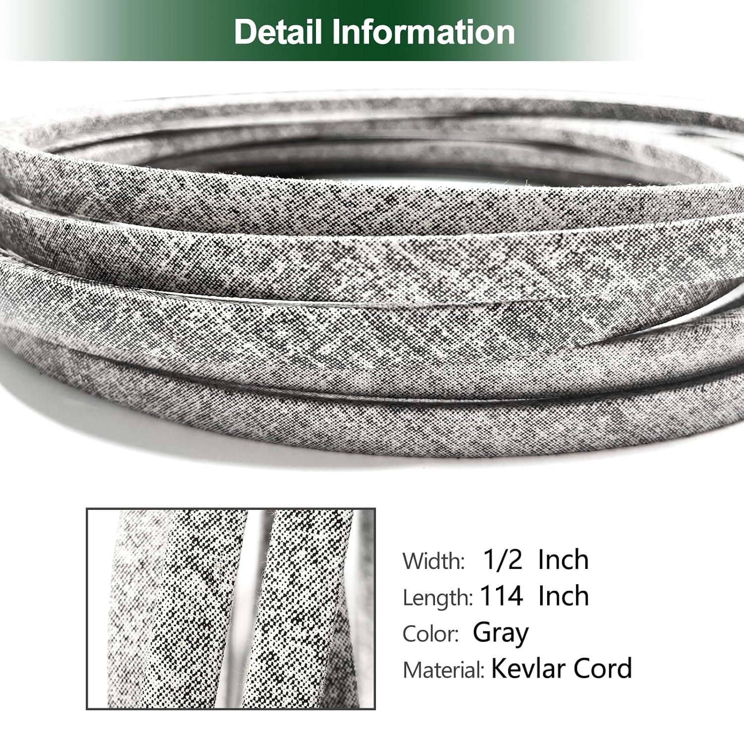 M126536 Mower Deck Belt for John Deere LT150 LT155 LT133 LT160 LT166 LT180 38" 42C 0.5" x 114 inches Lawn Mower Aramid Cord