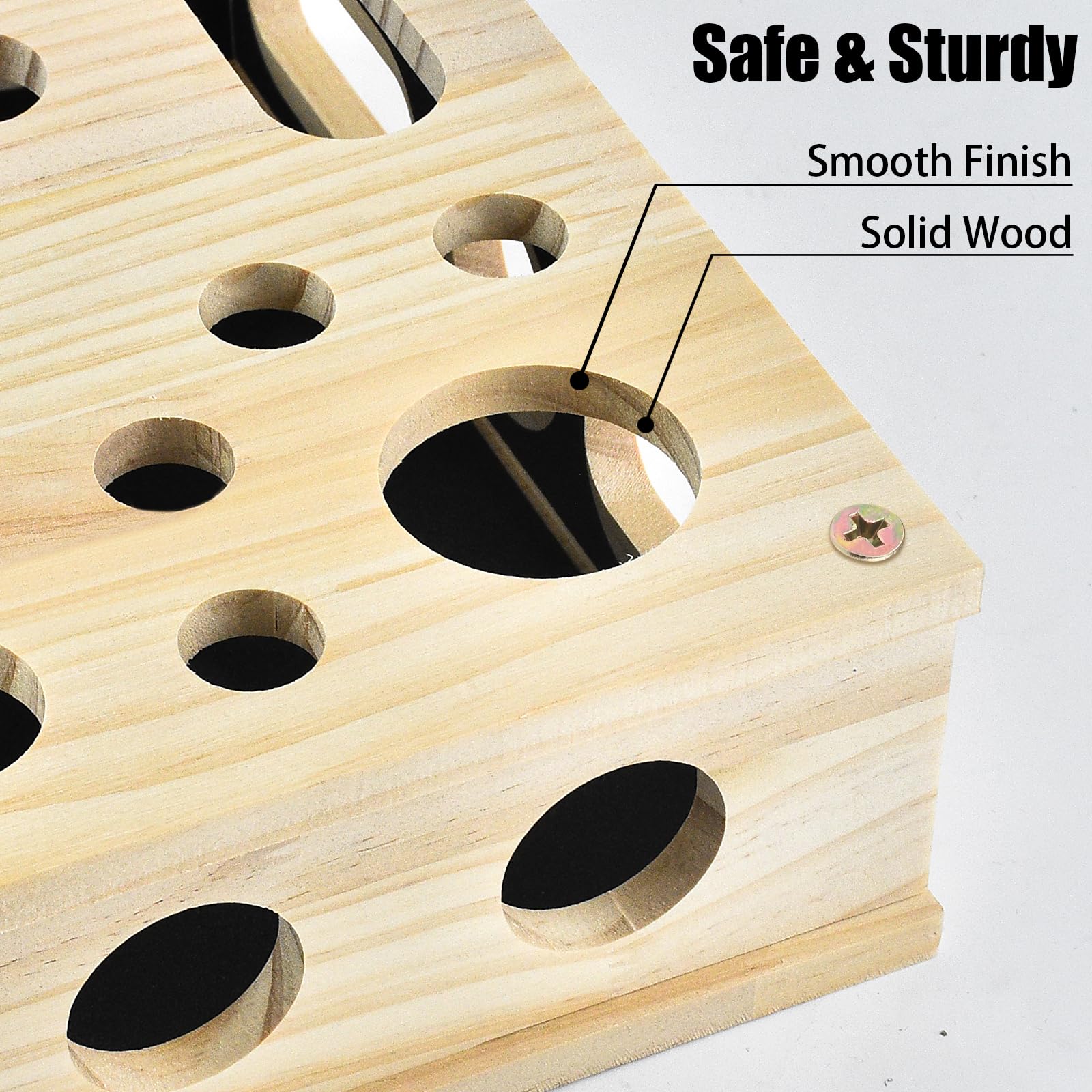 LUMIXA Caja rascadora de uñas para gatos, juguete de rompecabezas de enriquecimiento de gatos de madera con papel de lija interior, aberturas de golosinas y montaje de tornillo reforzado para gatos de