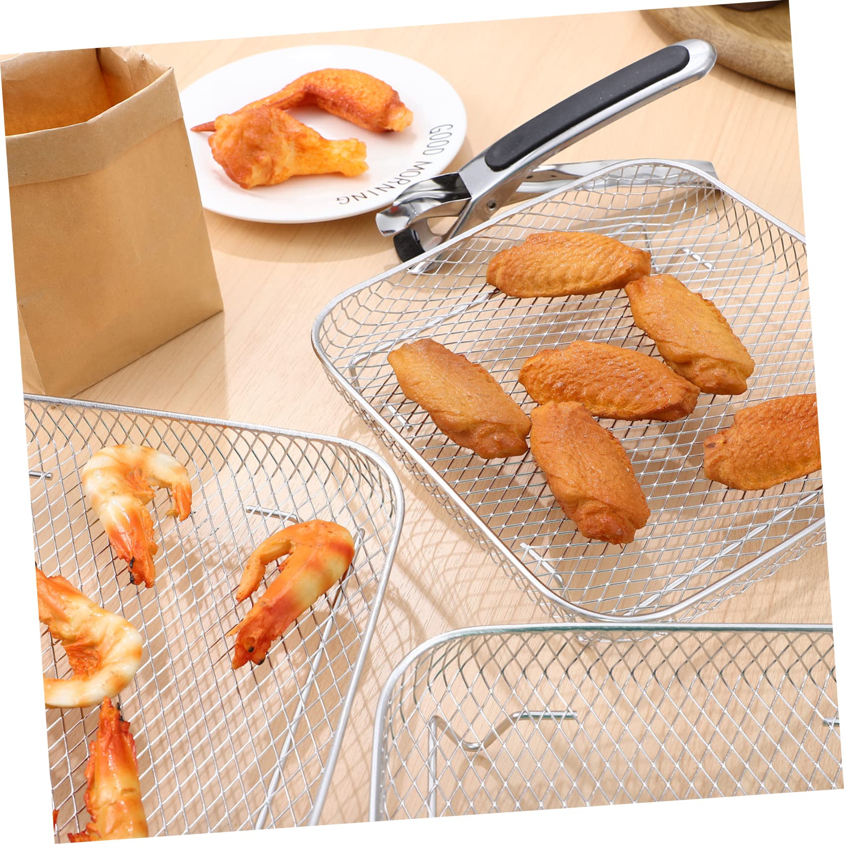 iplusmile 3 pezzi Racks Impilabili Acciaio Inossidabile per Friggitrice Ad Aria Accessori Multifunzionali per Disidratazione Carne Frutta e Design Strati per