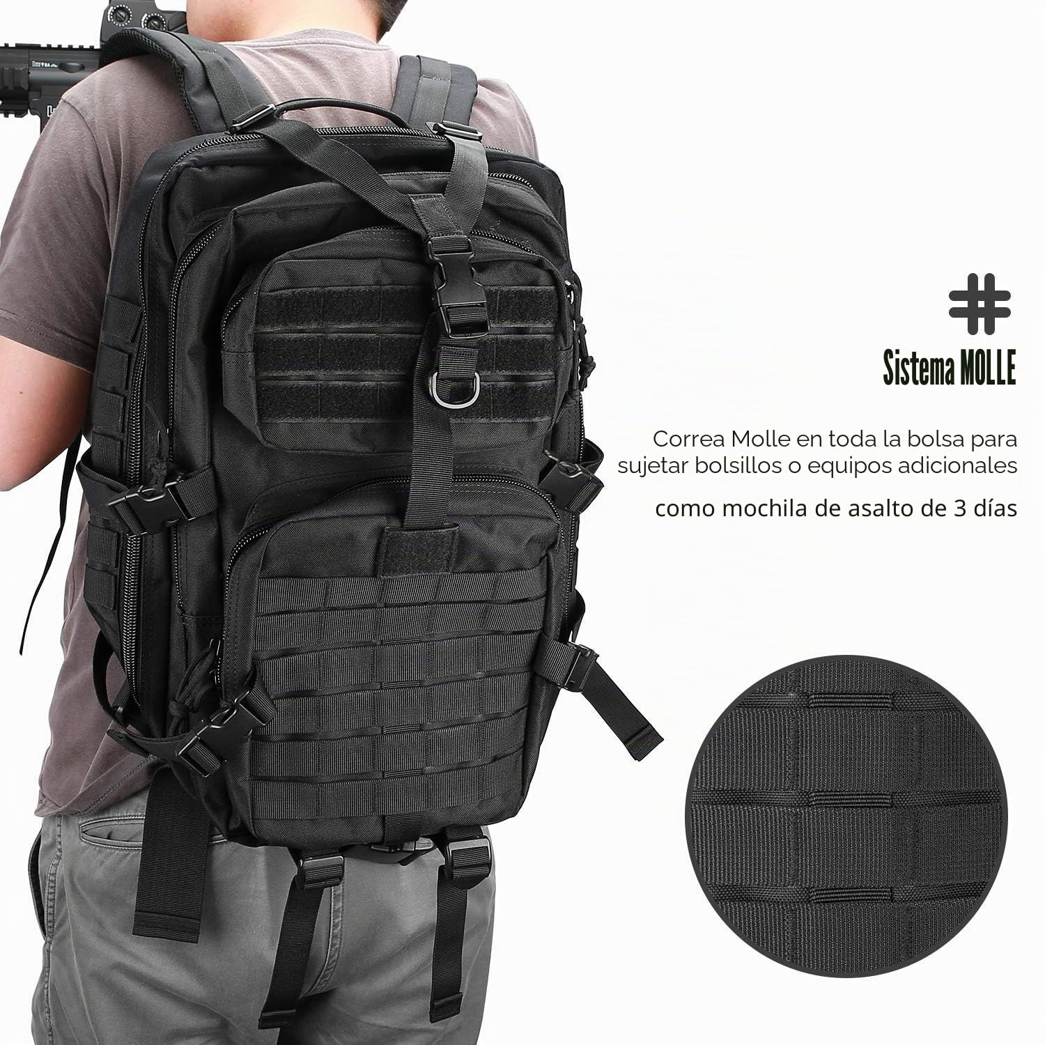 ProCase Mochila Táctica Militar 48L/42L/35L, Paquete de Asalto MOLLE de Gran Capacidad para Utilidad Militar, Bolsa de Emergencia de 3 Días para Caza Senderismo Acampada y Actividad al Aire Libre