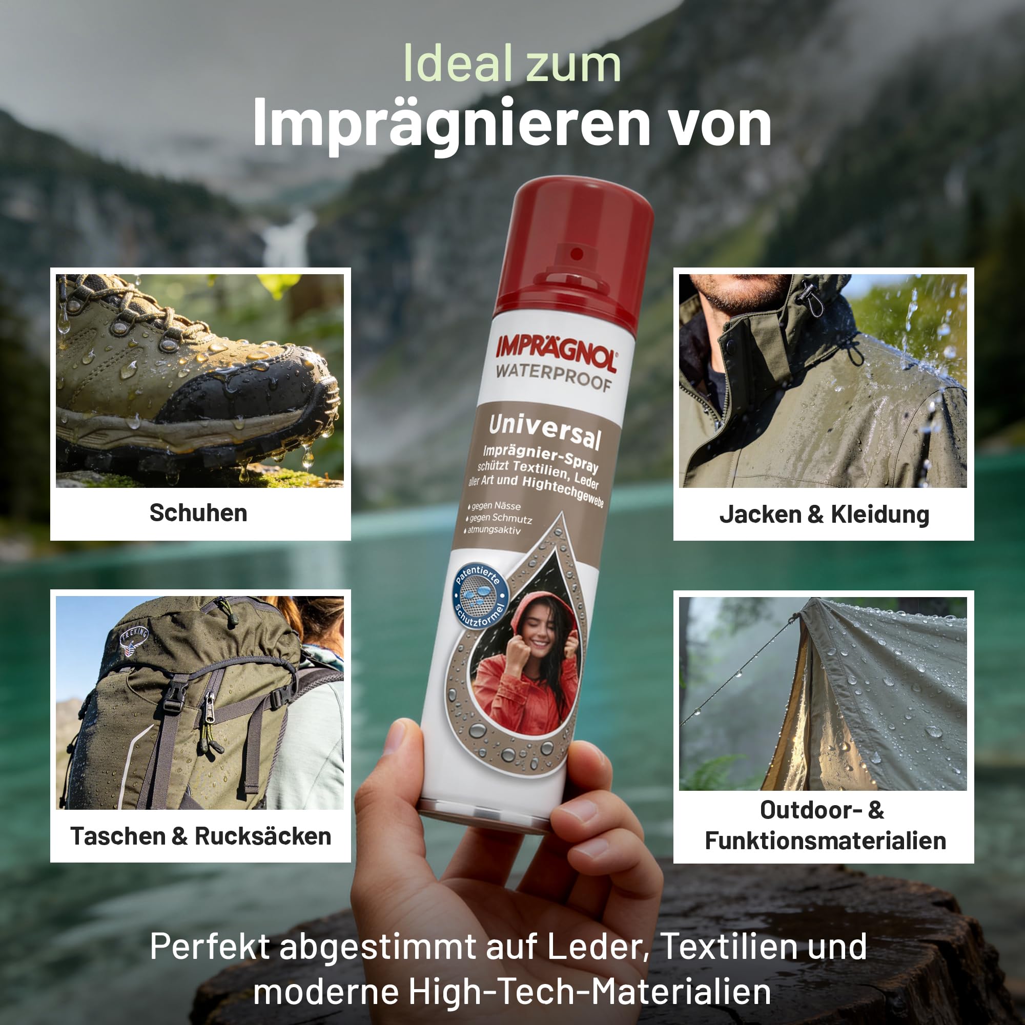 IMPRÄGNOL Universal Imprägnierspray Schuhe & Kleidung 400 ml | Hochwirksames Schutzspray für Schuhe, Jacken, Leder, Textilien & Outdoor-Ausrüstung