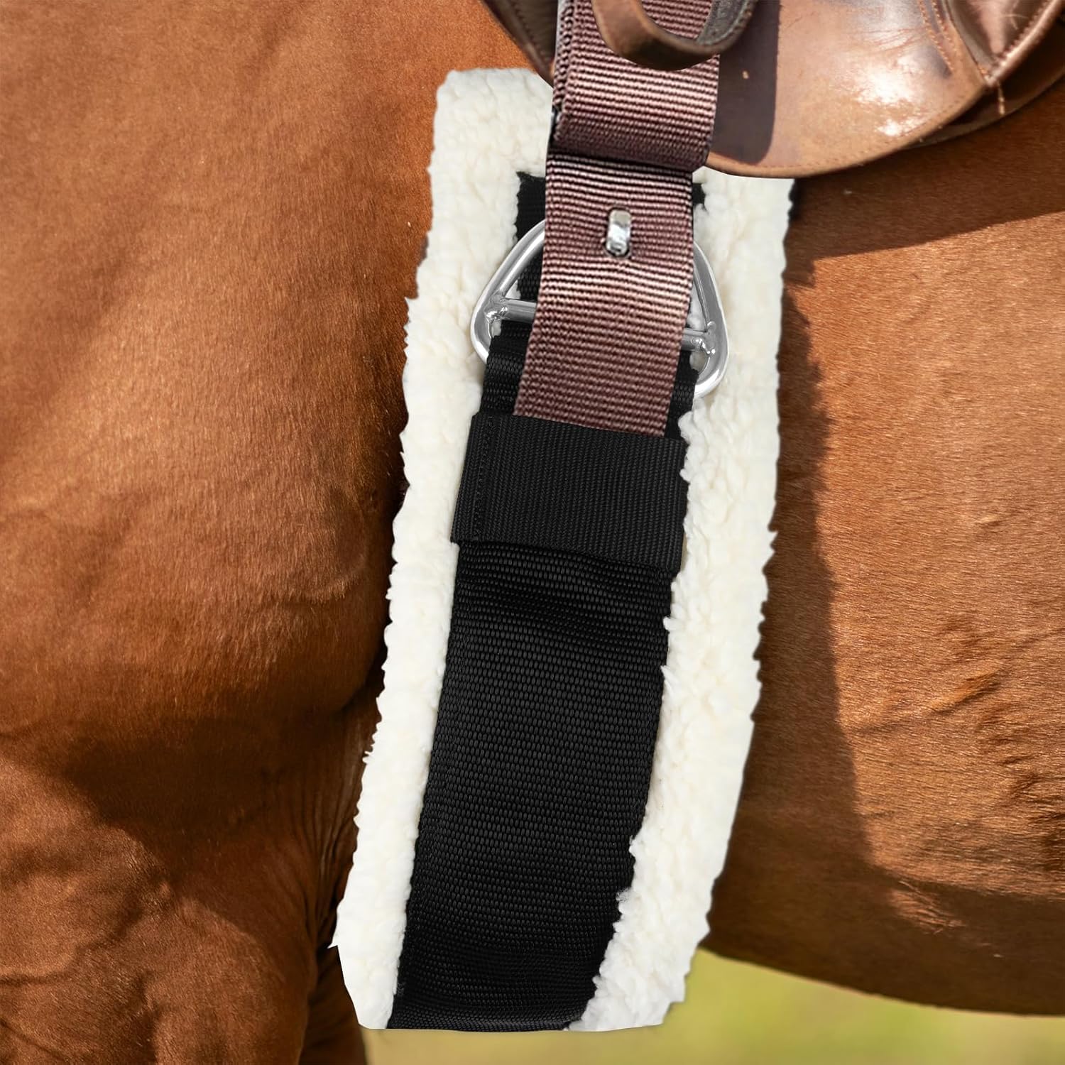 Esmorah Western Girths for Horses, Padded with Fleece, Breathable Back Cinch for Western Saddle with Stainless Steel Buckles, Anti-Slip Nylon Webbing Pony Horse Girth Choice