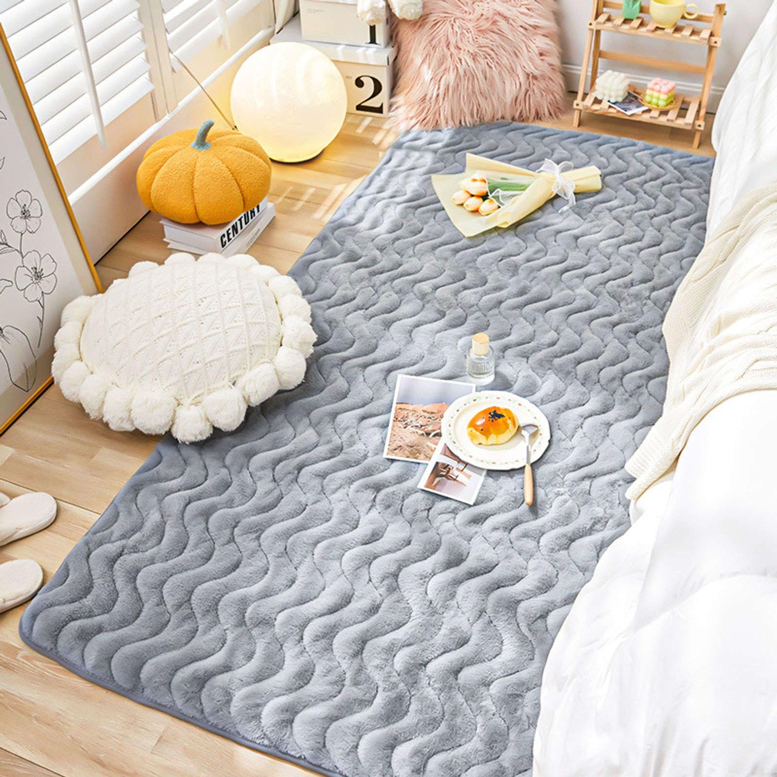 Tapis lapin haut de gamme moquette peluche épaisse couleur unie