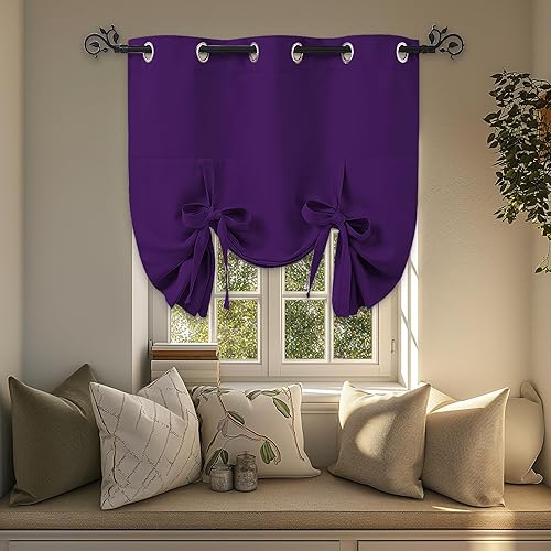 Vista 19 de Pony Dance - Cortinas decorativas para ventanas de cocina con aislamiento térmico para decoración navideña del hogar, ahorro de energía, con ojales