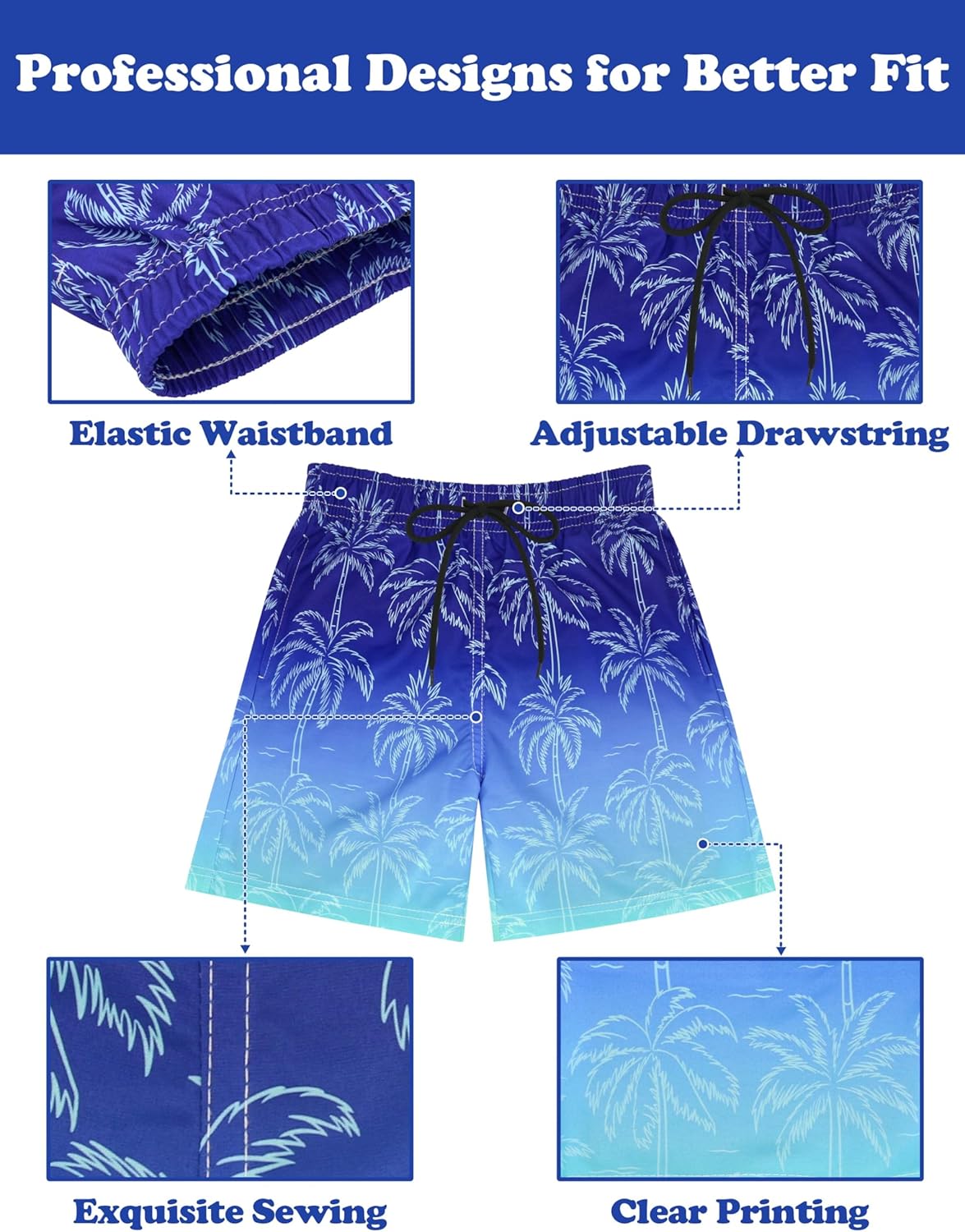 Sarfel Boys Swim Trunks with Compression Liner Kids Swimsuits Boys Bathing Suit Kids Board Shorts Teen Boy Quick Dry Shorts - Image 3