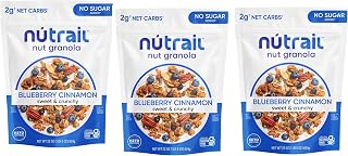 Gourmet Kitchn Nu-Trail Keto Nut Granola Blueberry Cinnamon 3 Pack (22 oz Each, 66 oz Total) - Low Carb, Grain-Free, No Added Sugars, No-GMO - Healthy Breakfast Cereal