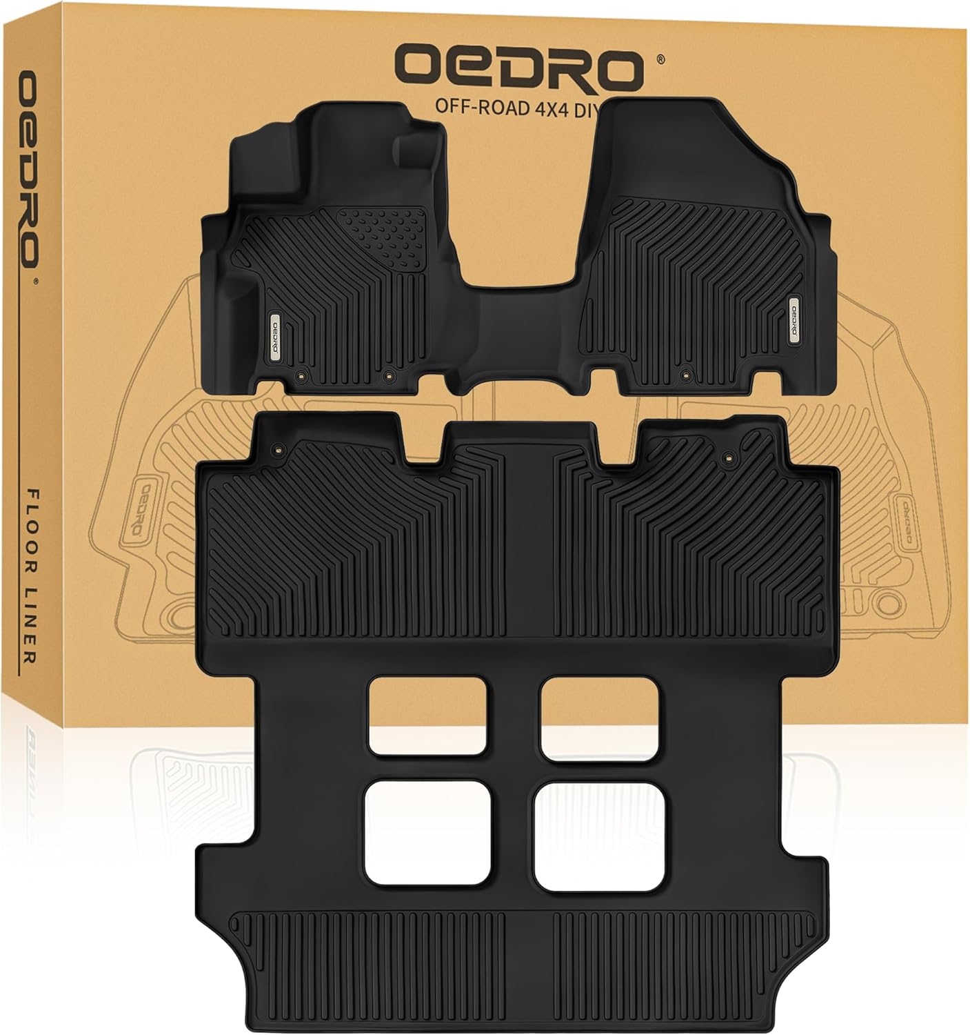 OEDRO Floor Mats Fit for 2011-2017 Honda Odyssey, 3 Row Liners Set Black, All-Weather Includes Car Floor Liners 1st and 2nd 3rd Row Full Set