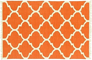 Kelim Teppich Handgewebt 120x180 Orange Einfarbig Orient Wolle Zimmer