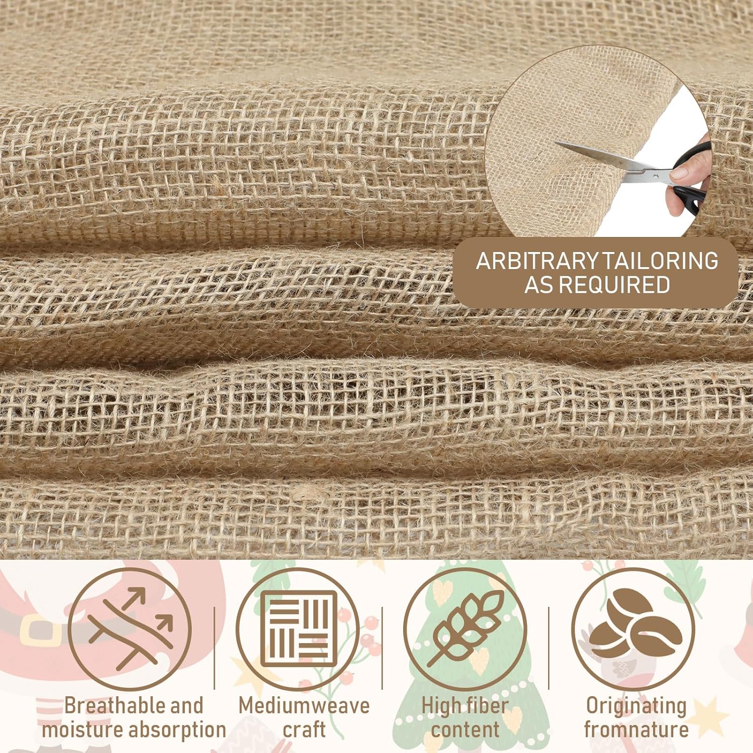 Tranqun 40'' x 100 ft Burlap Fabrics Roll Natural Burlap Tree Wrap Winter Garden Frost Plant Protection Blankets Cloth Weed Barrier Craft Projects and Party Decor