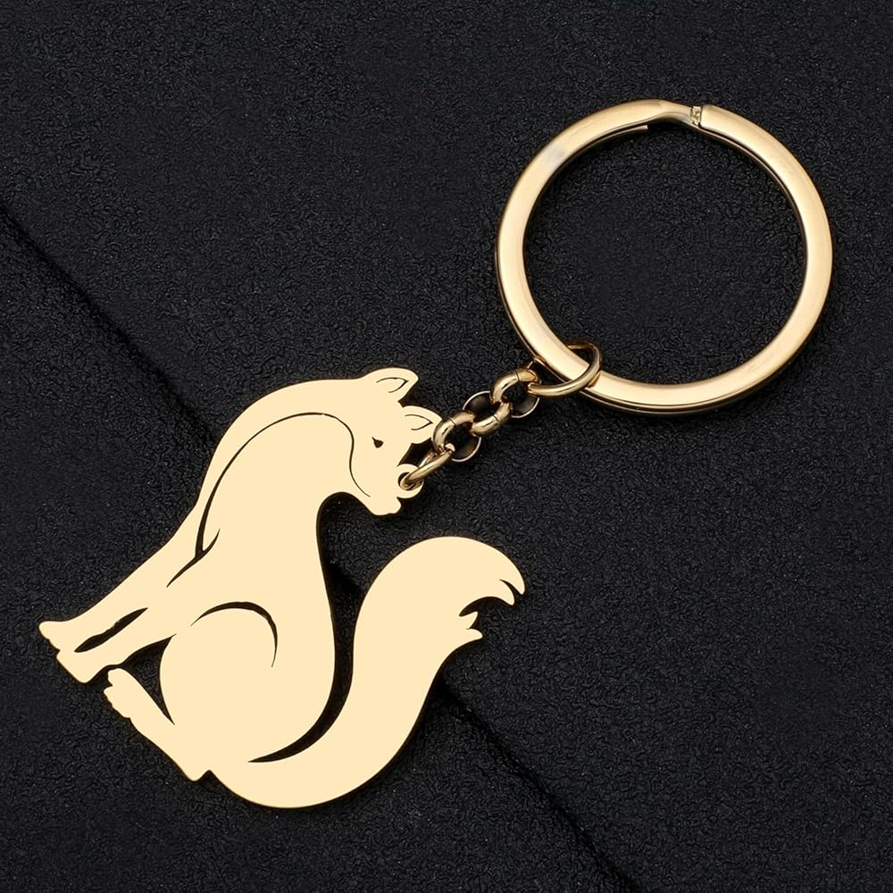 LONYOO Elegant Fox Keychain Stainless Steel Fox Keyring