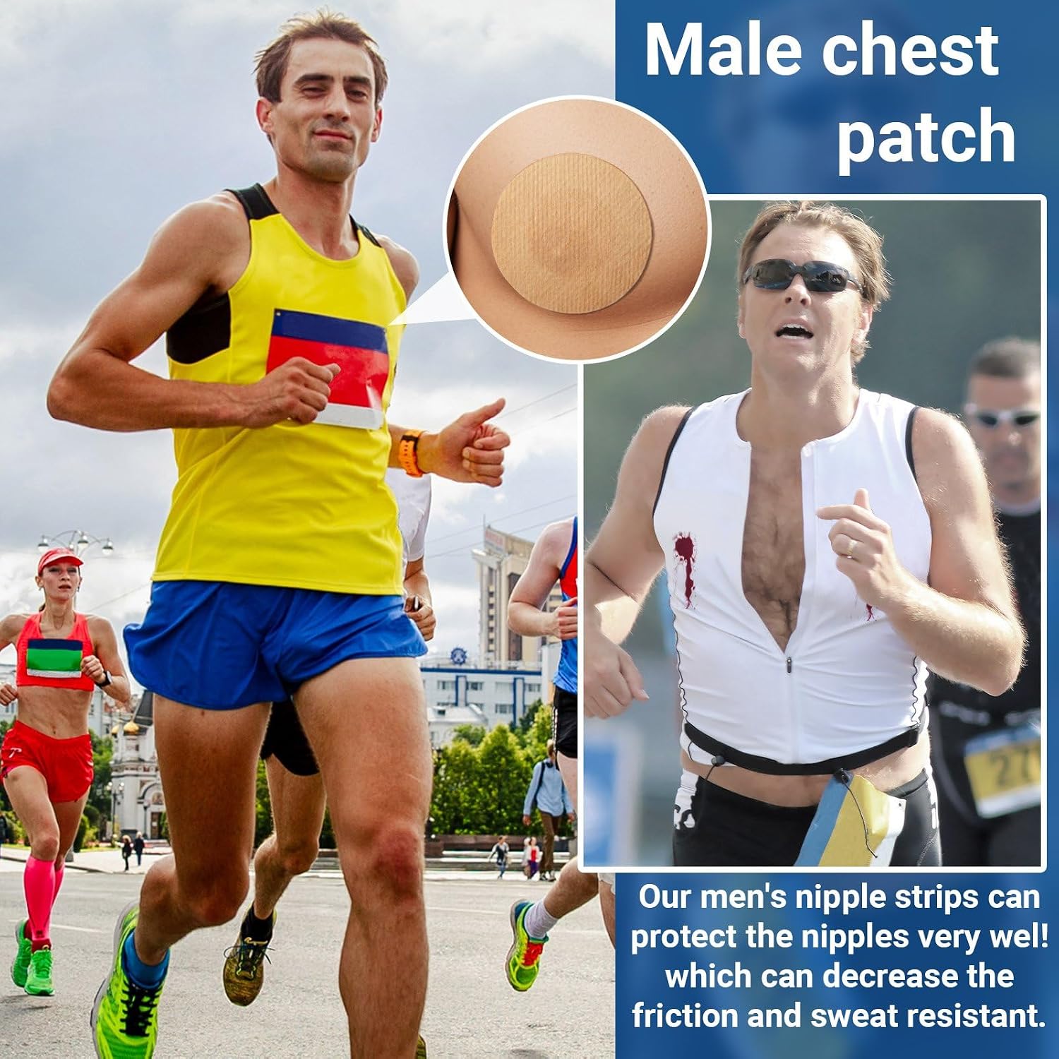 Plus Size Nipple Covers for Running Men No Show Central Non-Adhesive 3 Inch Anti-Chafing Nipple Shield for Sport