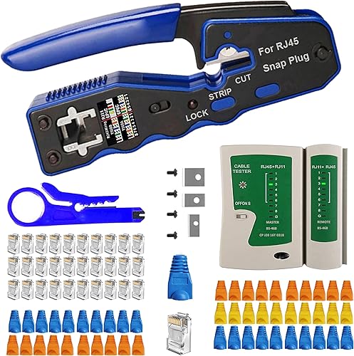 TAIWAIN - Herramienta pelacables de red de crimpado CAT5, crimpadora RJ45 para RJ12RJ45 6P8P, juego de cortadores de crimpado de cables CAT6, cable